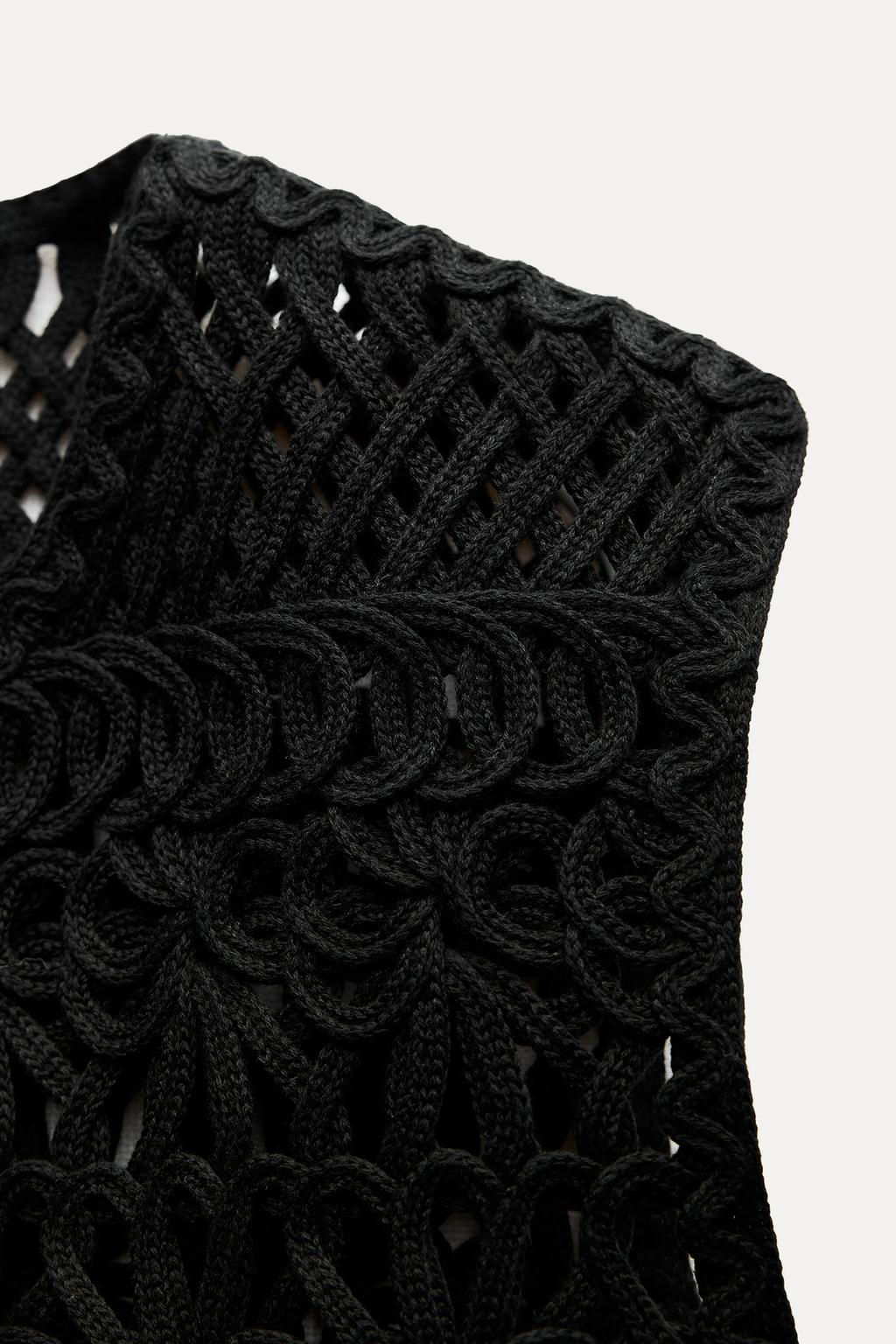 SHORT MACRAME VEST WITH FRINGING - Zara фото 5