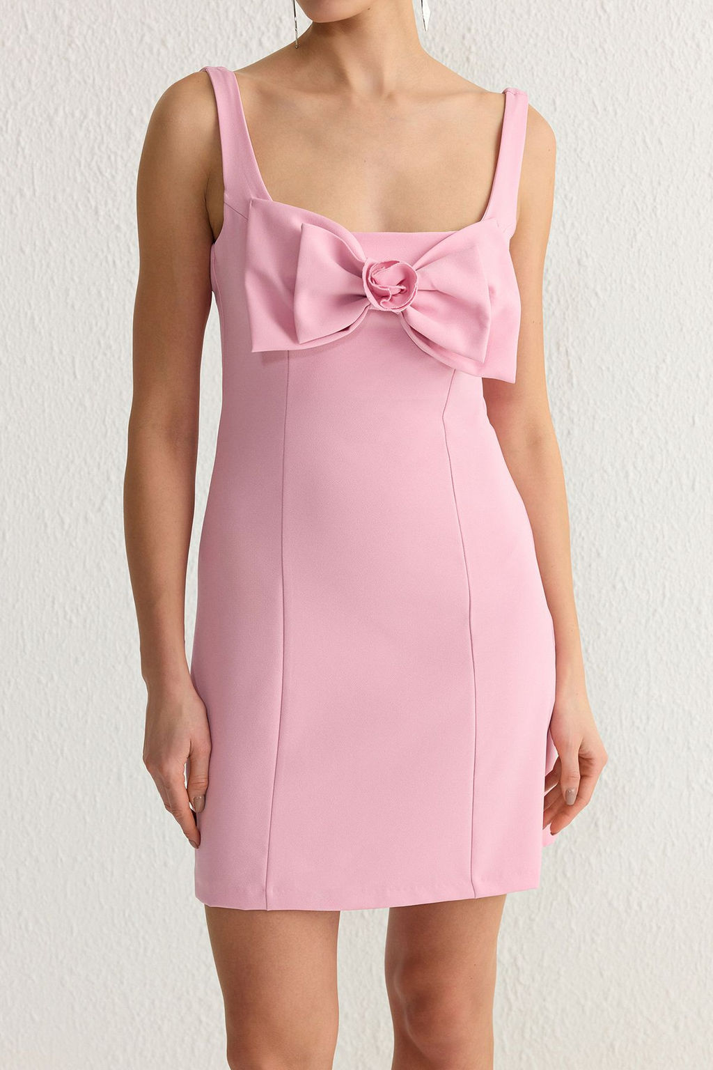 TRENDYOLMILLA Siyah A-Kesim Fiyonk Detayl? Dokuma S?k K?sa Elbise TPRSS25EL00092  фото 9