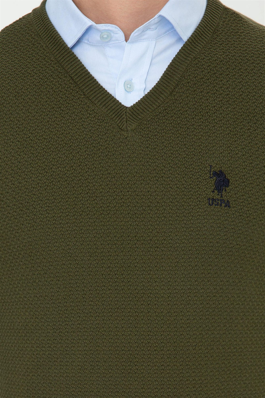 Мужской базовый свитер цвета хаки Неожиданная скидка в корзине - U.s. polo assn фото 6