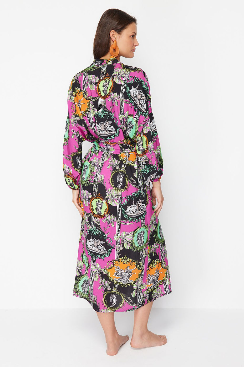 Tropikal Desenli Kusakl? Maxi Dokuma %100 Pamuklu Plaj Kimono&Kaftan TBESS23KM00057 - Trendyolmilla фото 14