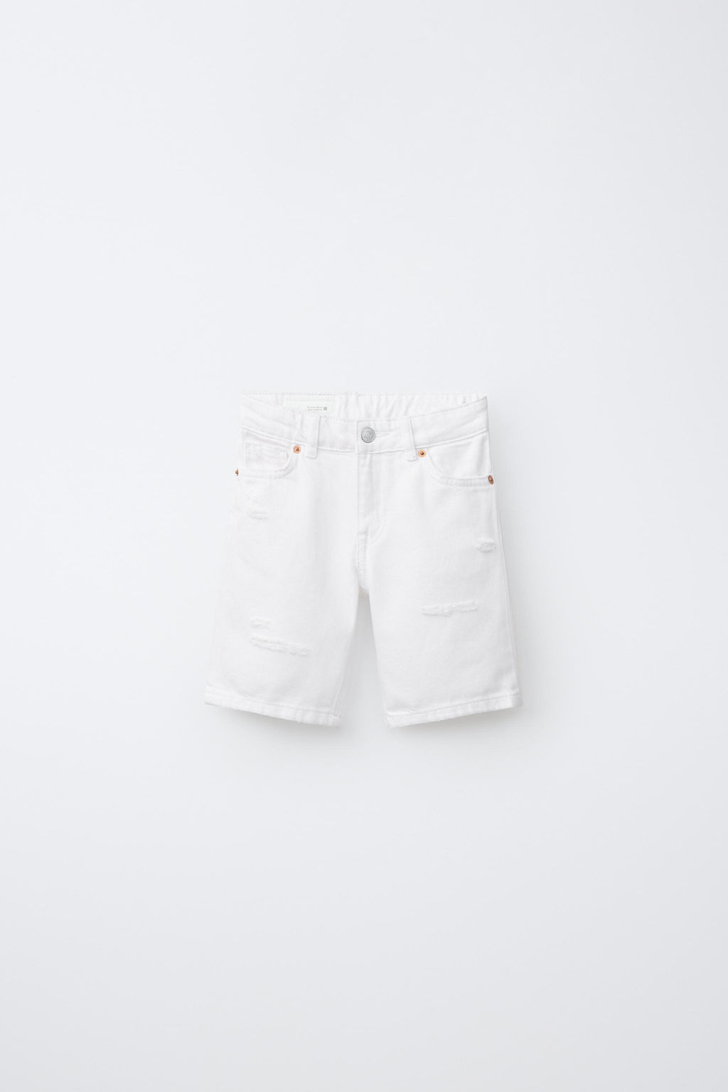 BERMUDA DENIM STRAIGHT ROTOS / Blanco