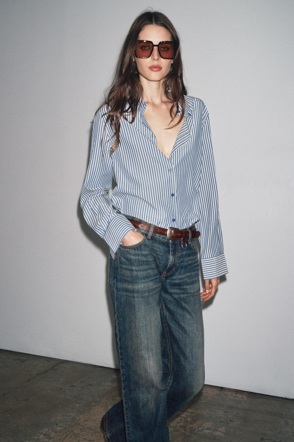 ZW COLLECTION STRIPED FLOWING SHIRT