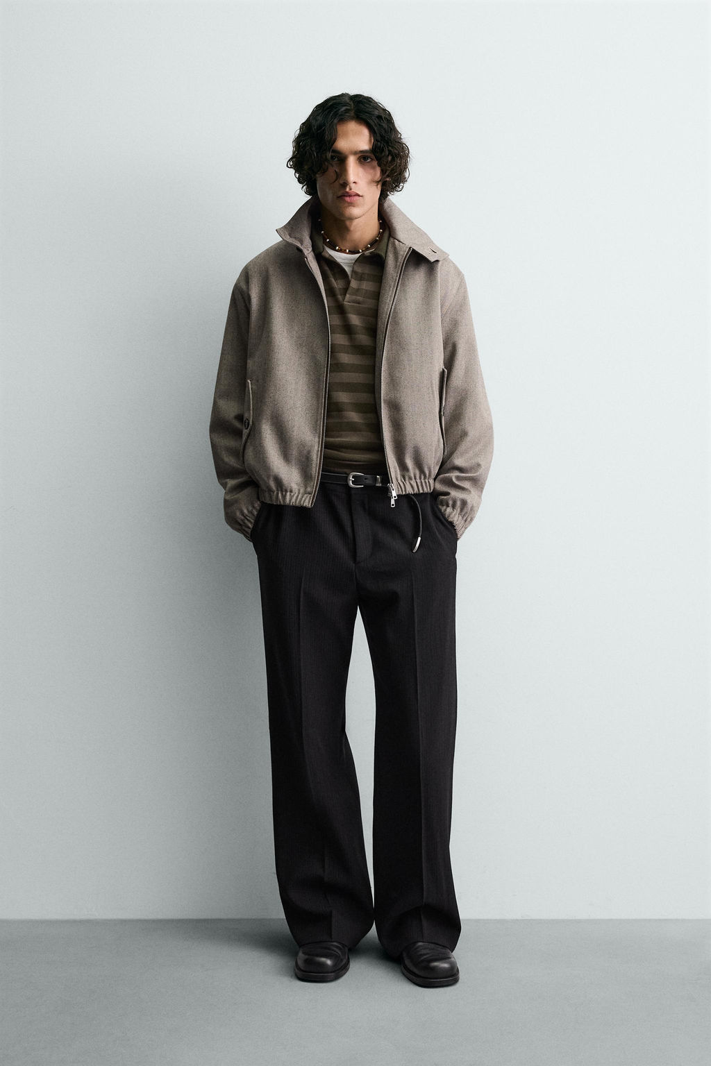 HERRINGBONE TEXTURED CROPPED FIT JACKET - Zara фото 9