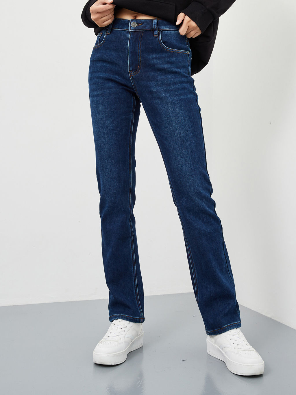 Утепленные женские джинсы широкого кроя на флисе - Mossmore фото 3