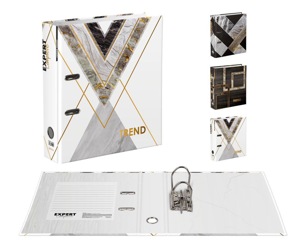 Expert Complete Регистратор ламинир. Wood&Stone 75 мм 10 шт. Trend A4 арочный механ. глянцевый мрамор EC752701