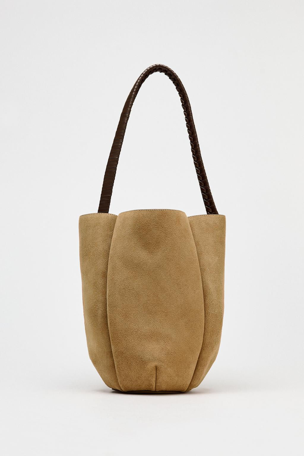 BRAIDED SPLIT SUEDE FLOWER BUCKET BAG - Zara фото 2