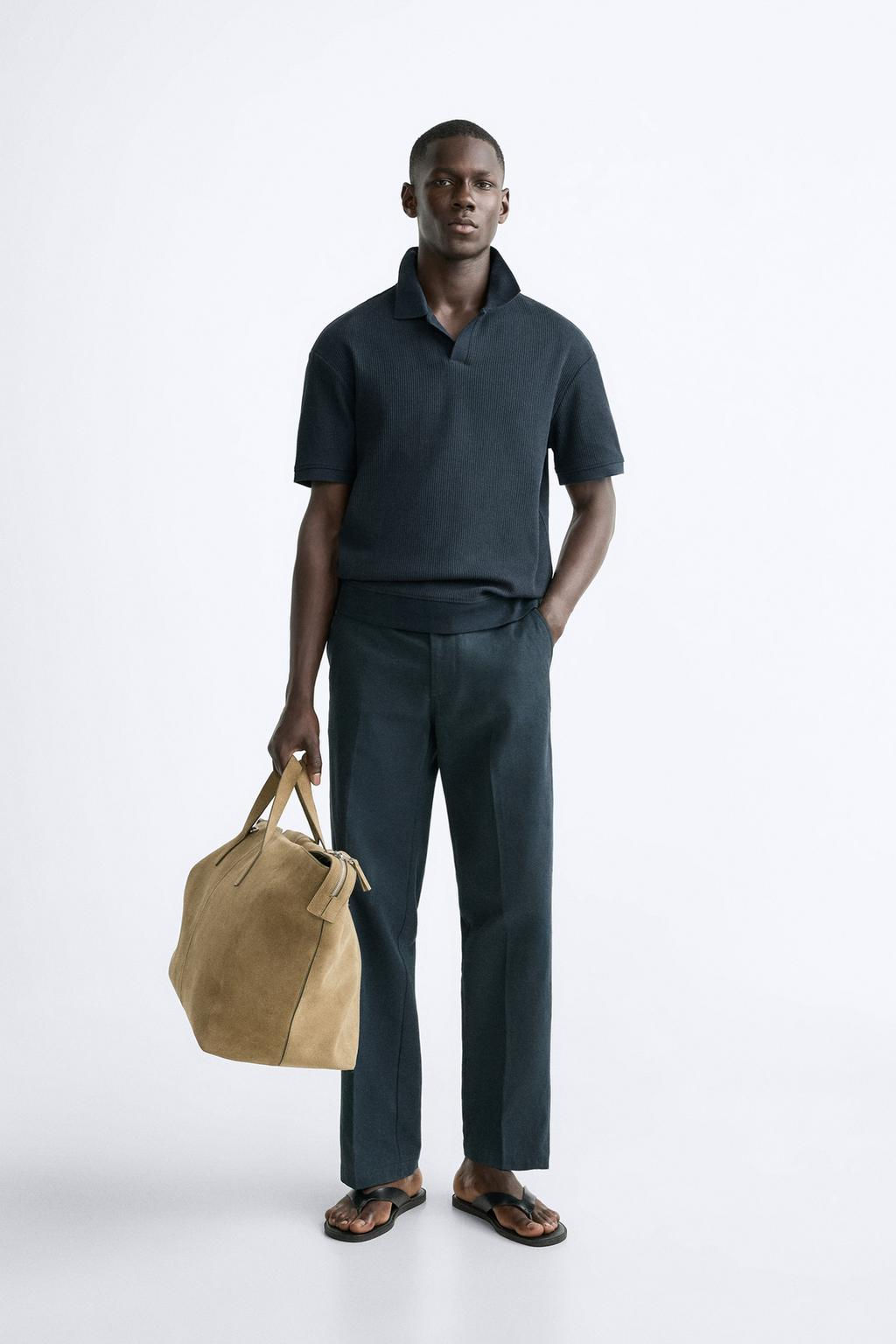 TEXTURED POLO SHIRT WITH RIBBED TRIMS - Zara фото 28