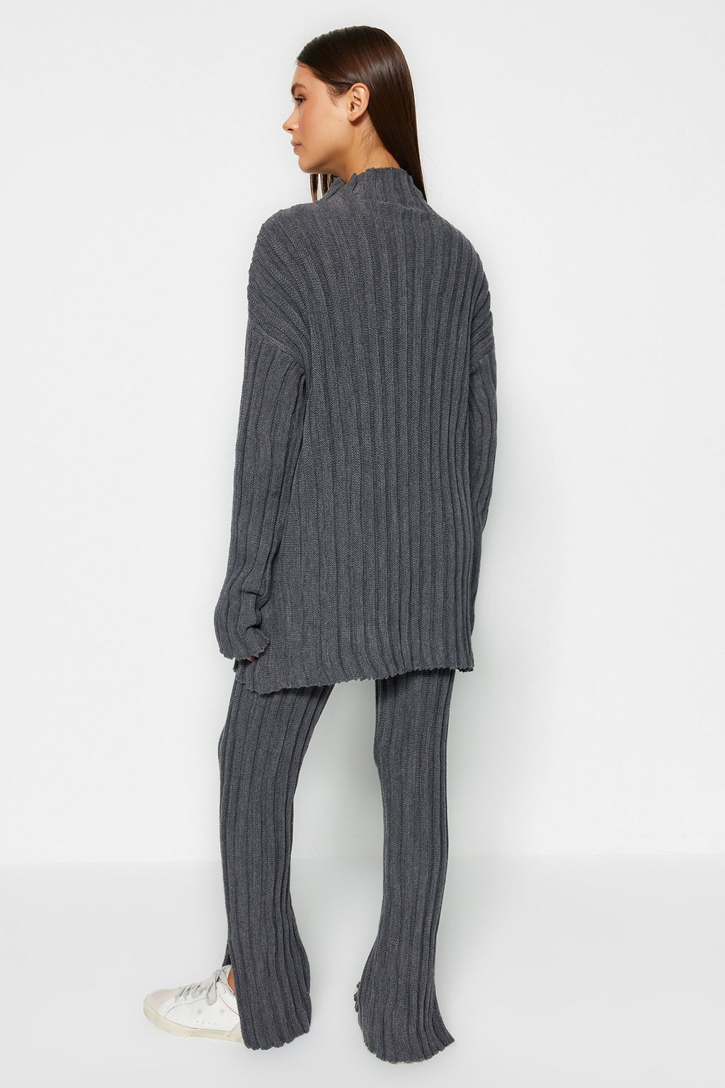 Antrasit Fitilli Pantolon Y?rtmac Detayl? Triko Alt-Ust Tak?m TWOAW24AU00013 - Trendyolmilla фото 5