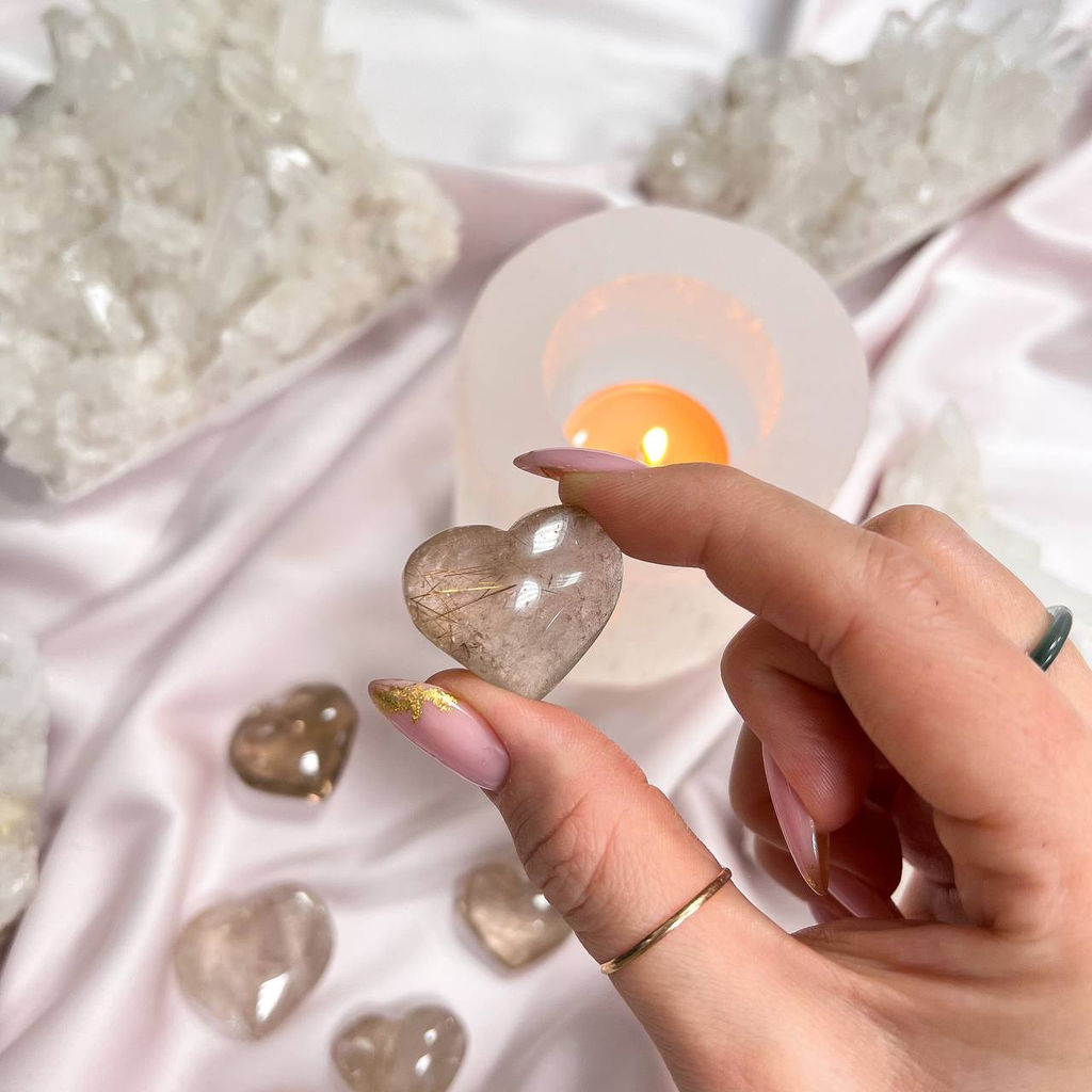 Сердце полированное из Рутилового кварца