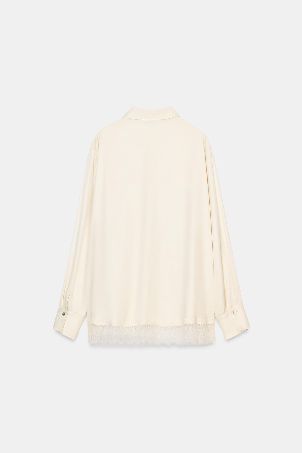 CAMISA SATINADA ENCAJE / Crudo - Zara фото 7