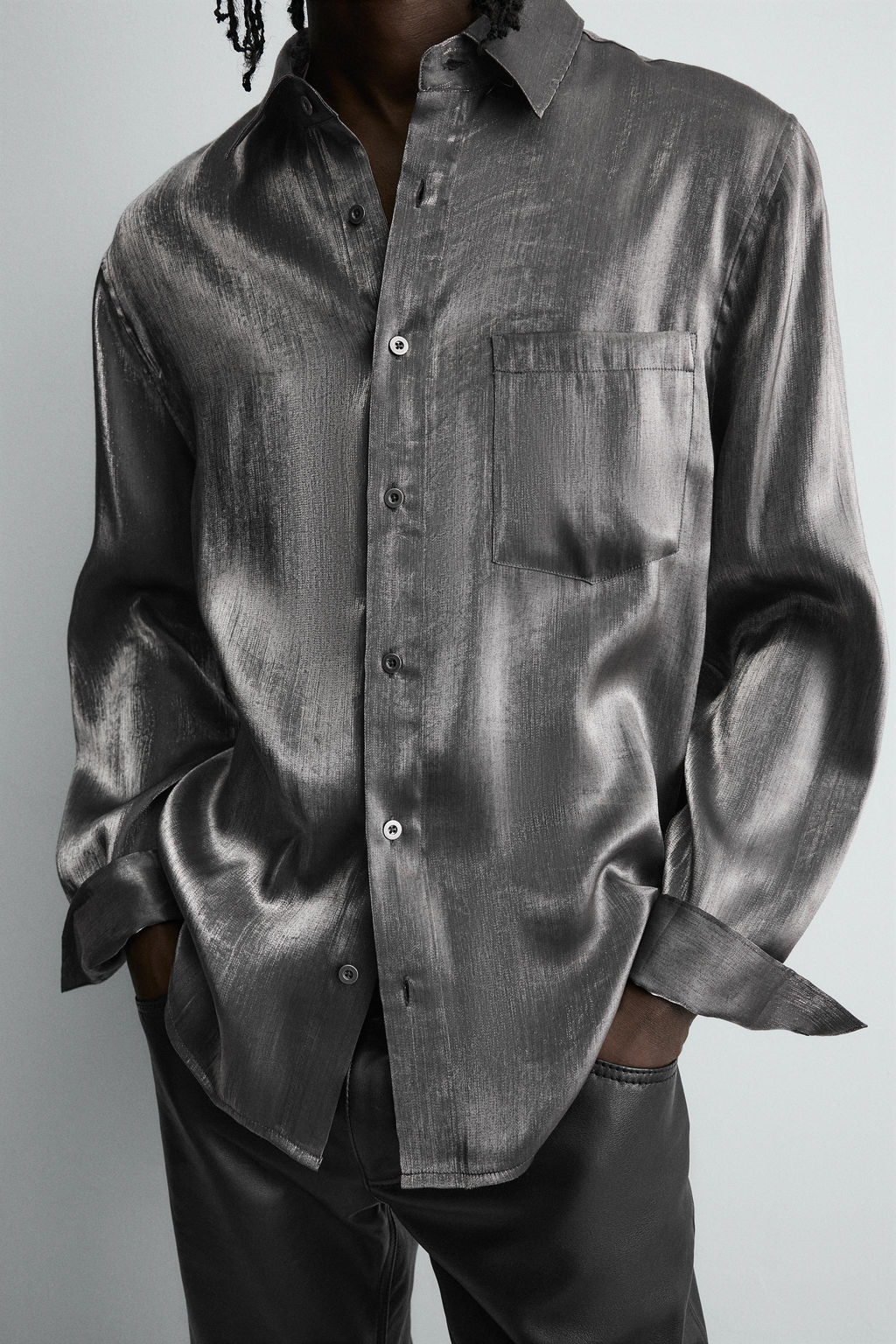 SHIMMER FLOWING SHIRT - Zara фото 5