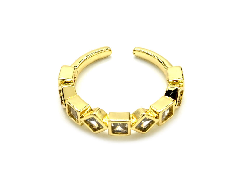 Кольцо Геометрия с фианитами цв.хрусталь