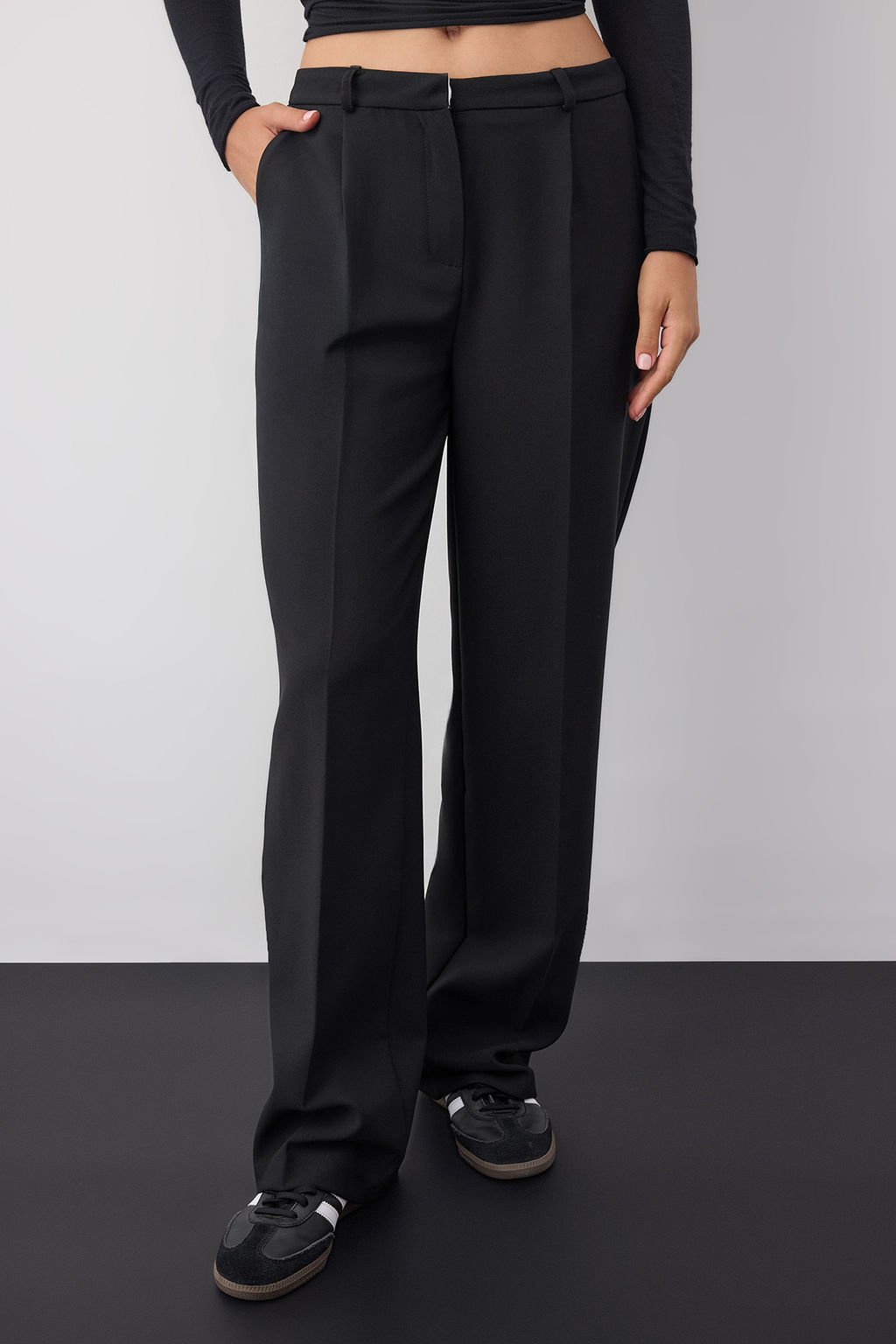 Wardrobe Essentials Koyu Kahverengi Icten Bel Ayarlamal? Genis Paca Pantolon | TWOAW26PL00028 - Trendyolmilla фото 3