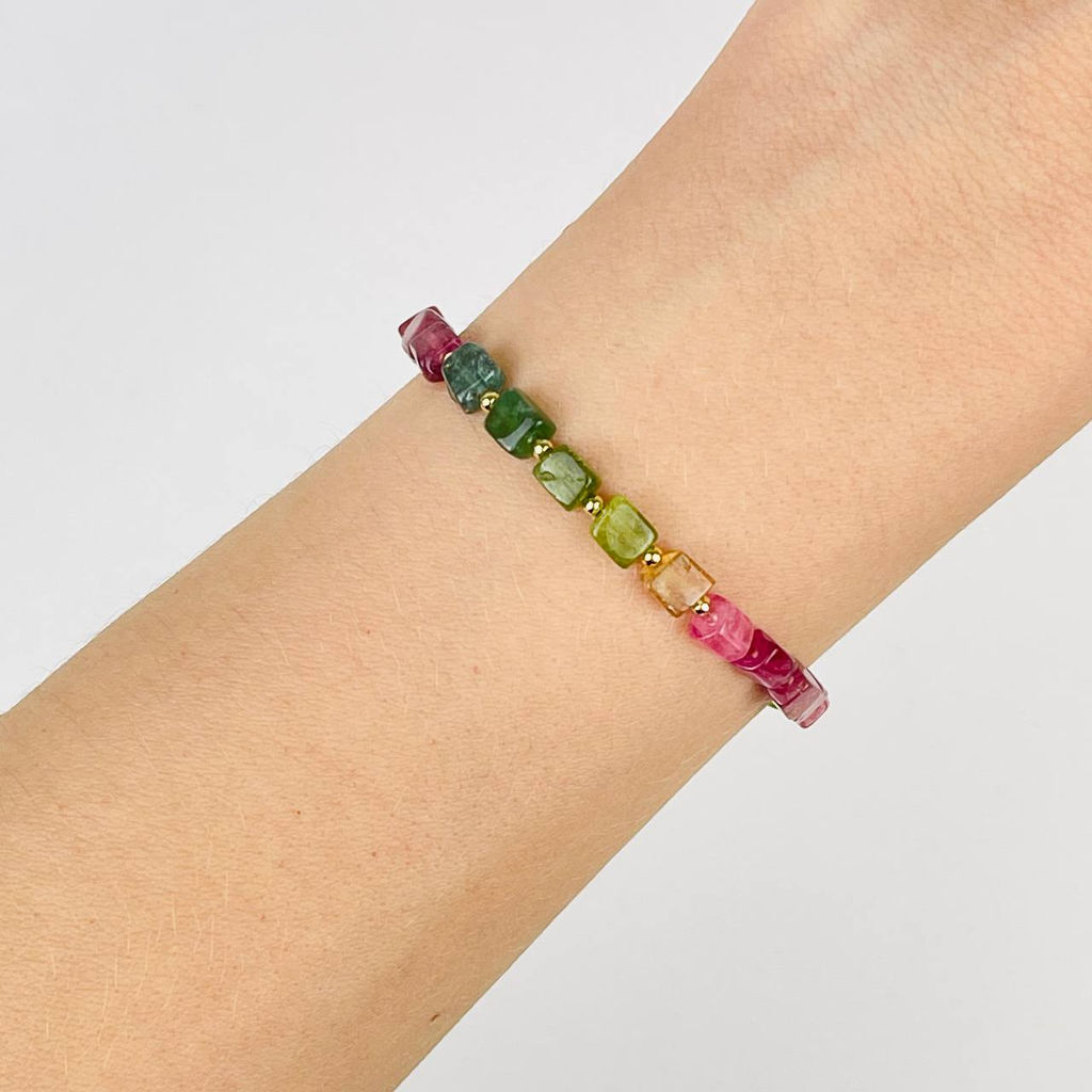 Браслет из Турмалина микс 17 см + - Радуга самоцветов фото 2
