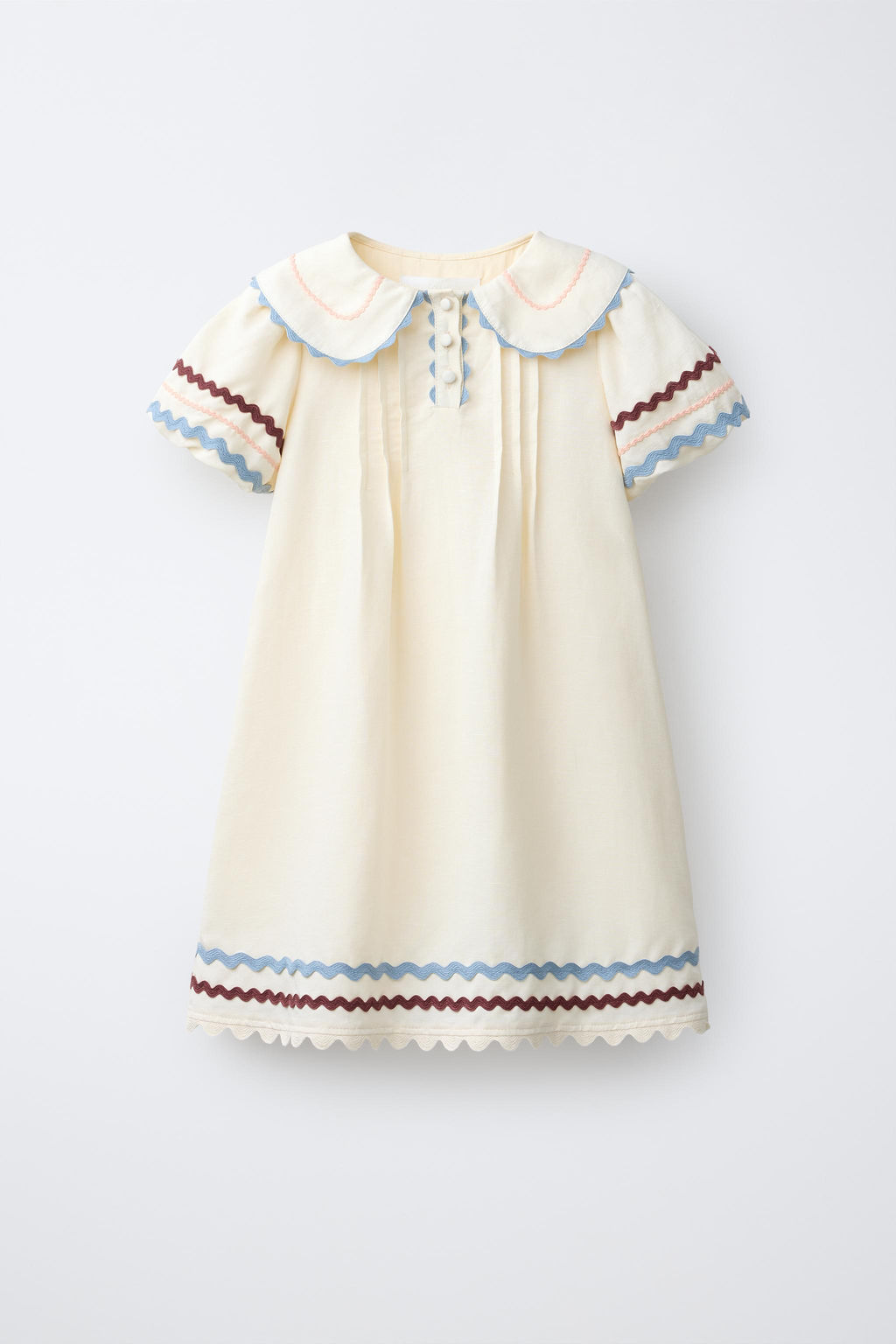 VESTIDO CON LINO ONDULINA CONTRASTES / Crudo - Zara фото 4