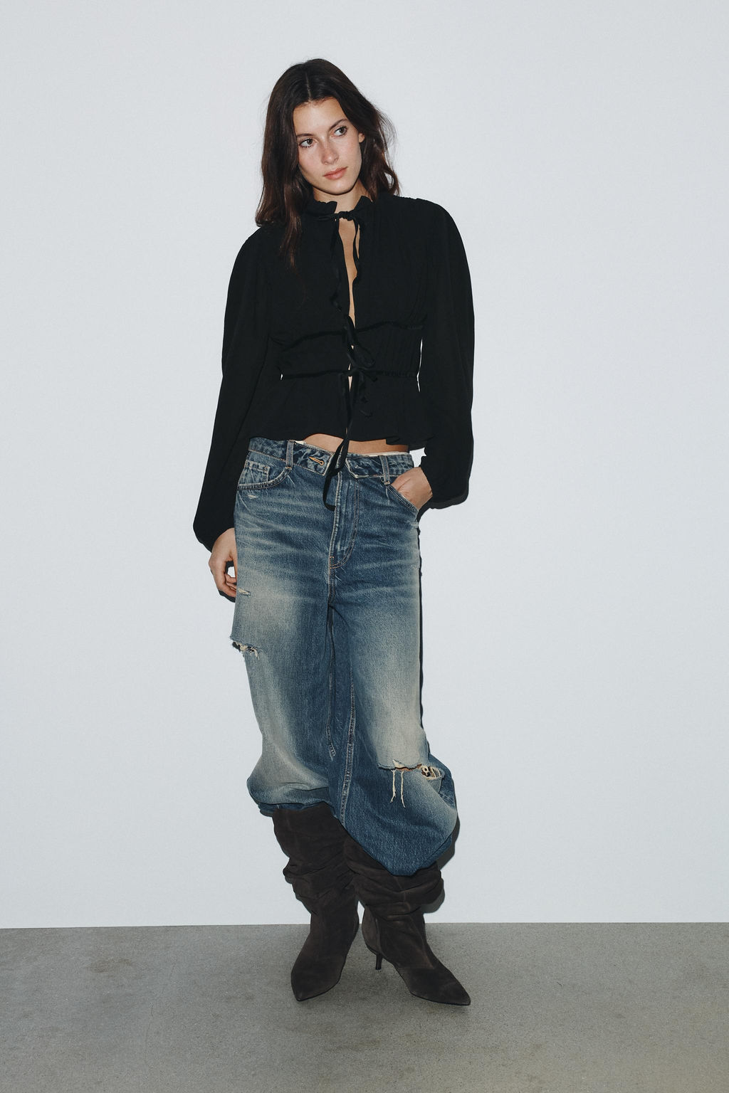 GEORGETTE BLOUSE WITH VELVET TIES