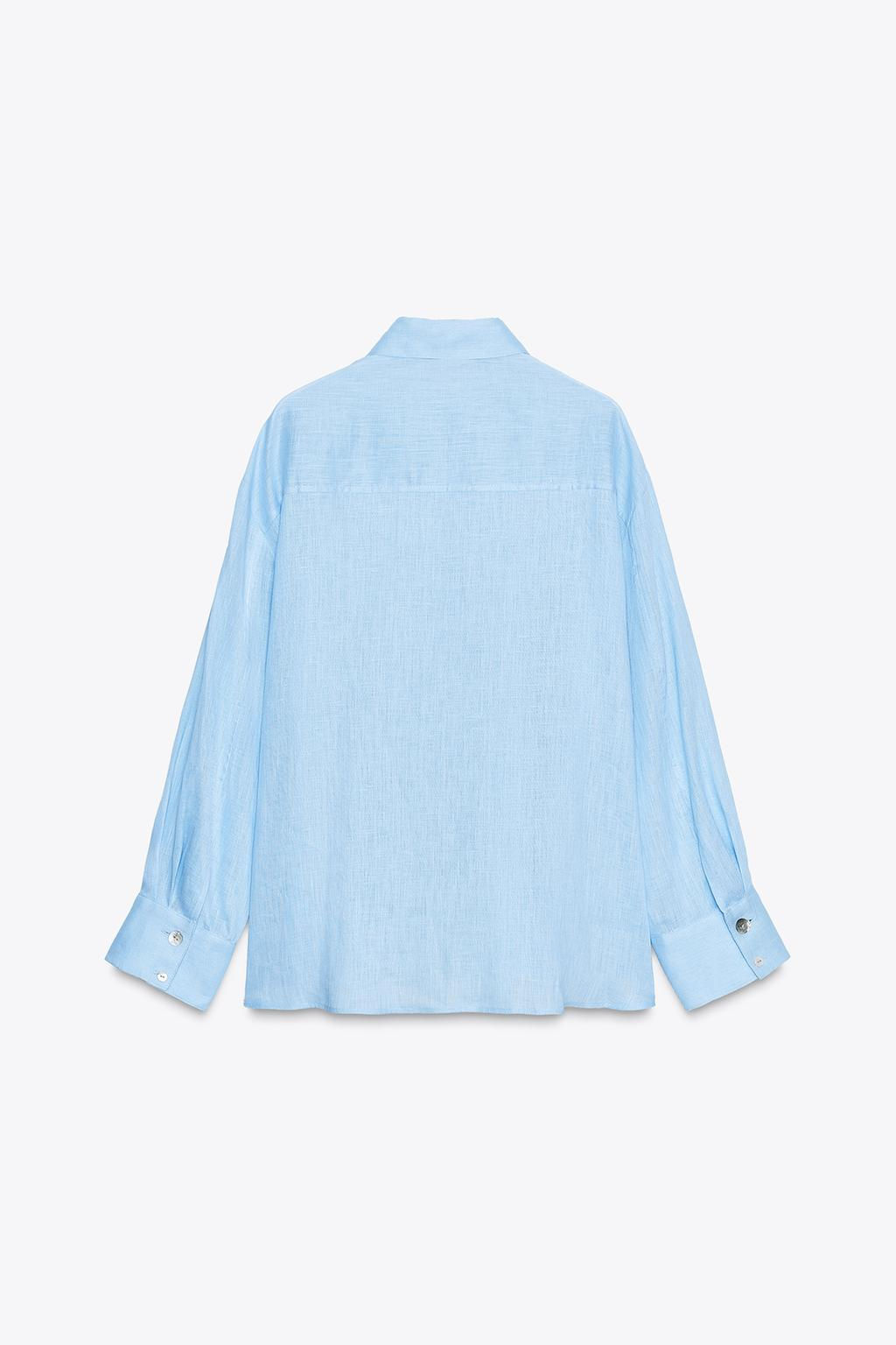 100% LINEN SHIRT WITH CONTRASTING BUTTONS - Zara фото 13