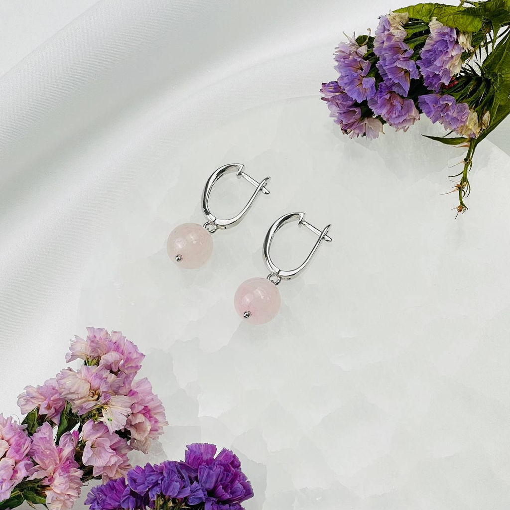 Серьги из Розового кварца