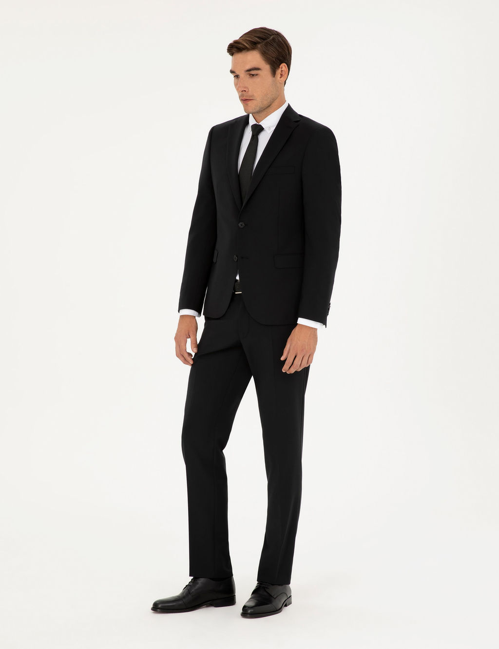 Siyah Slim Fit Y_nl_ Tak_m Elbise