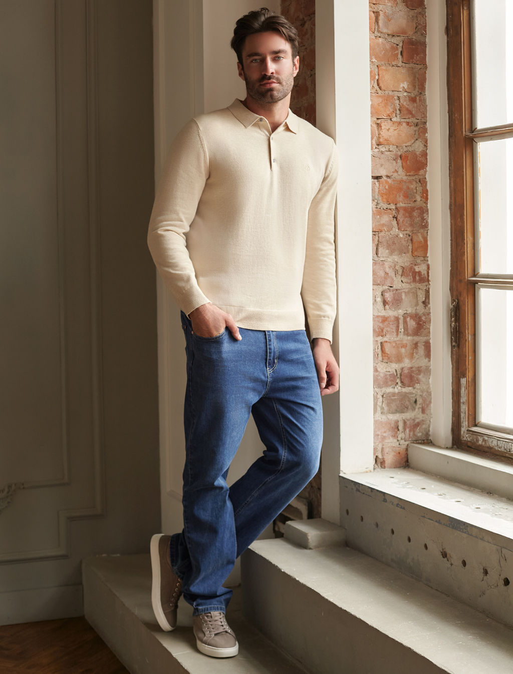 Джемпер-поло из хлопка с нейлоном - Vilatte фото 5