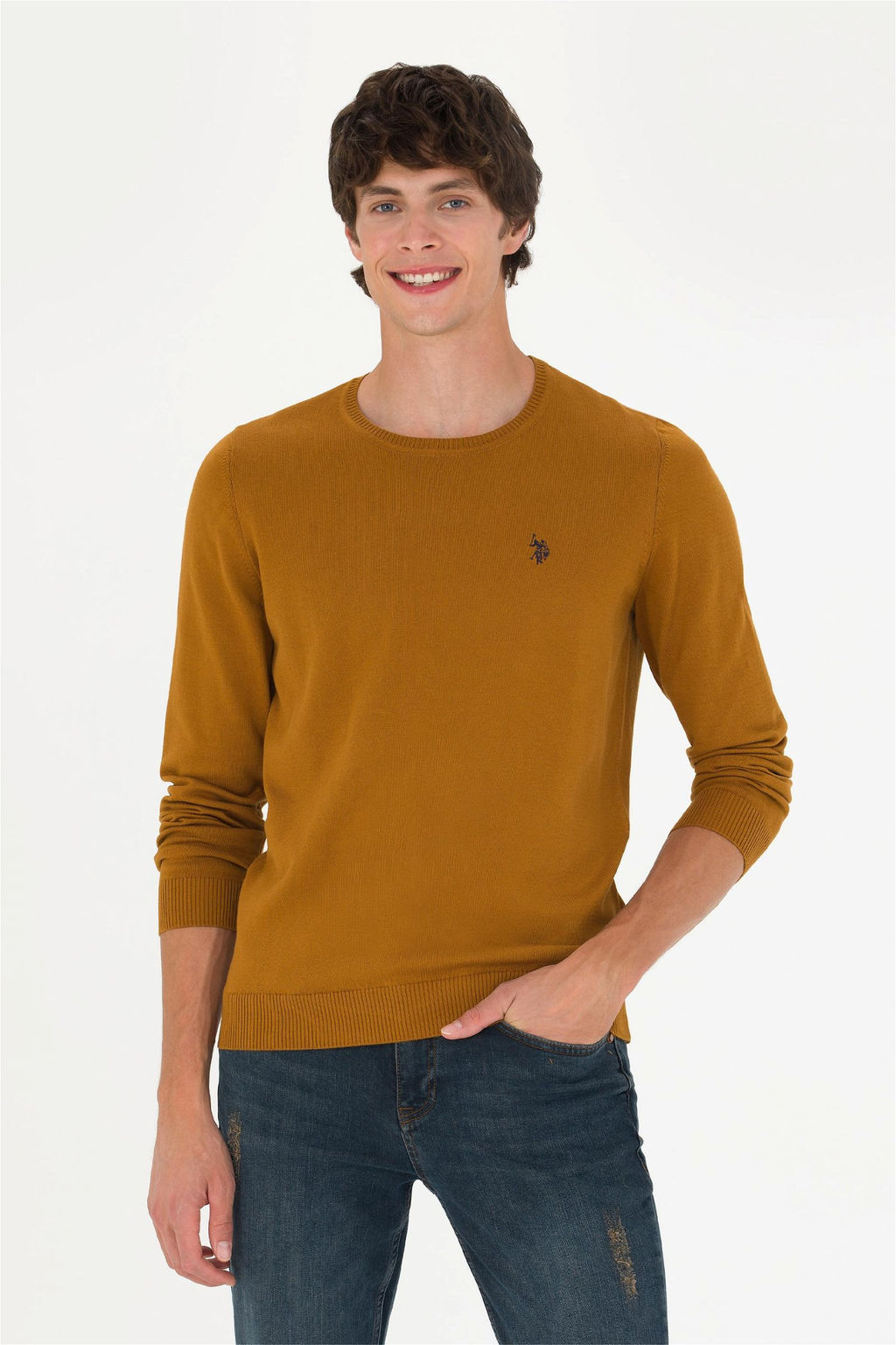 U. S. Polo Assn Мужской базовый свитер кокосового цвета - U.s. polo assn фото 8