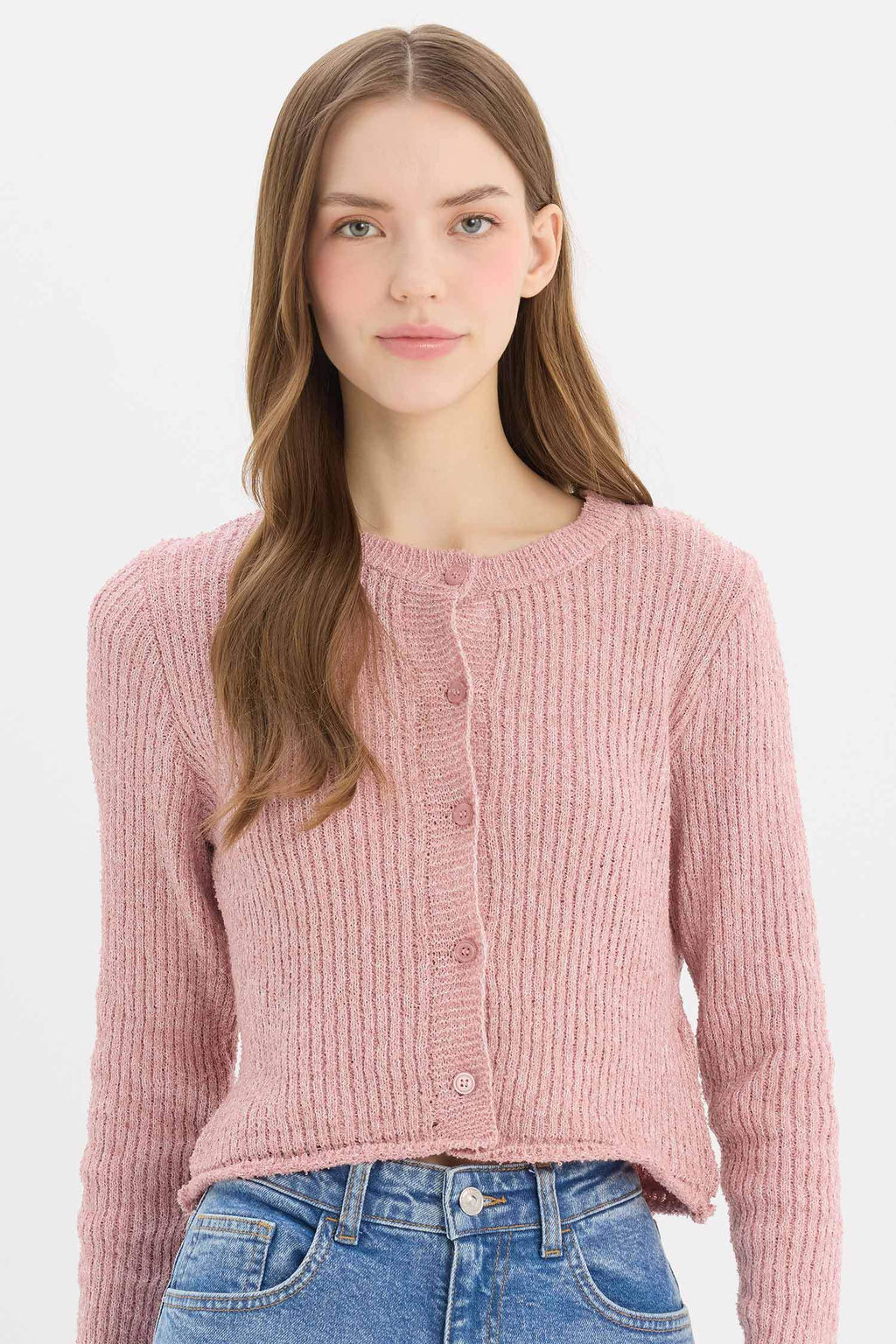 Slim Fit Dar Kesim Bisiklet Yaka Dugmeli Triko H?rka - Defacto фото 4