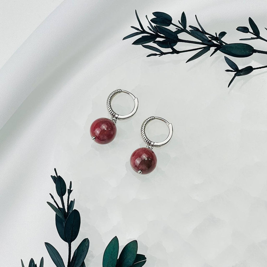 Серьги из Родонита