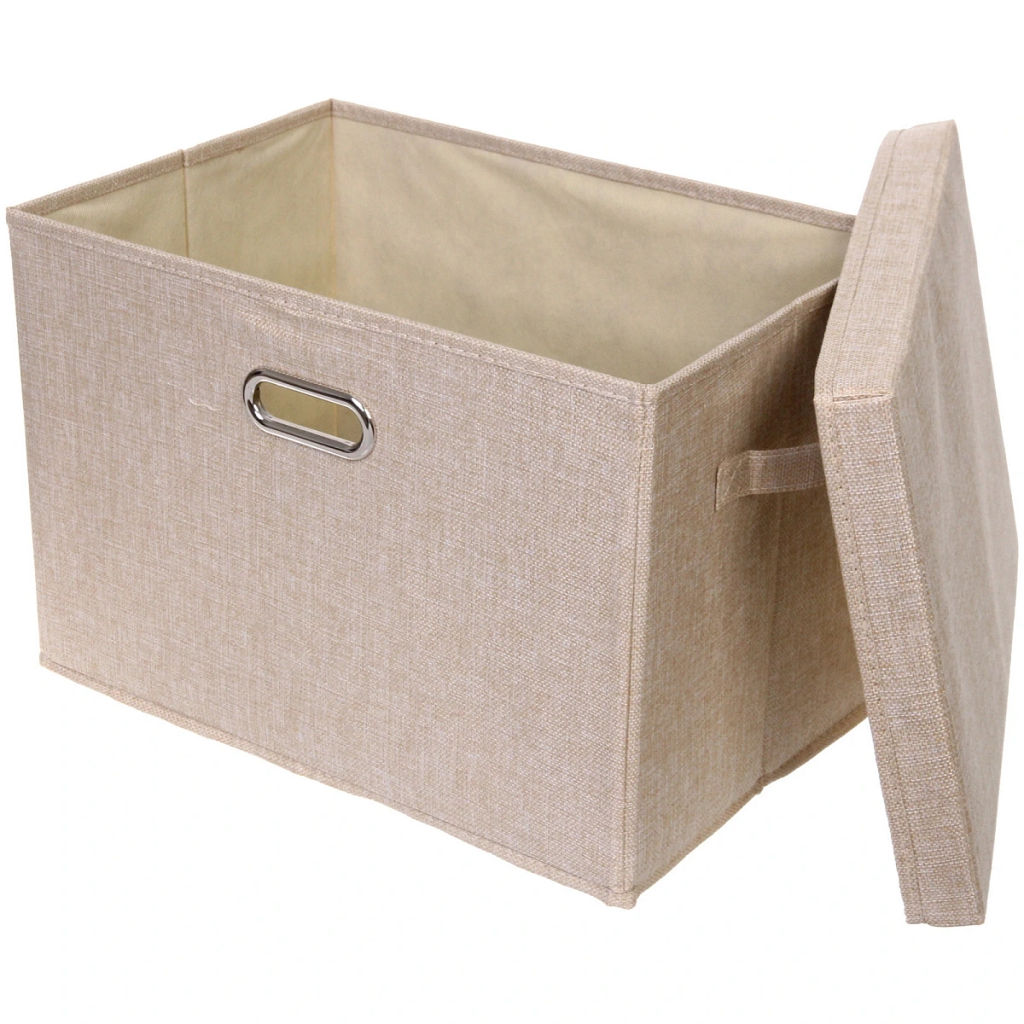 Коробка для хранения вещей складная с крышкой "ДЭСТРА", цвет светло-бежевый, 44*29*30см