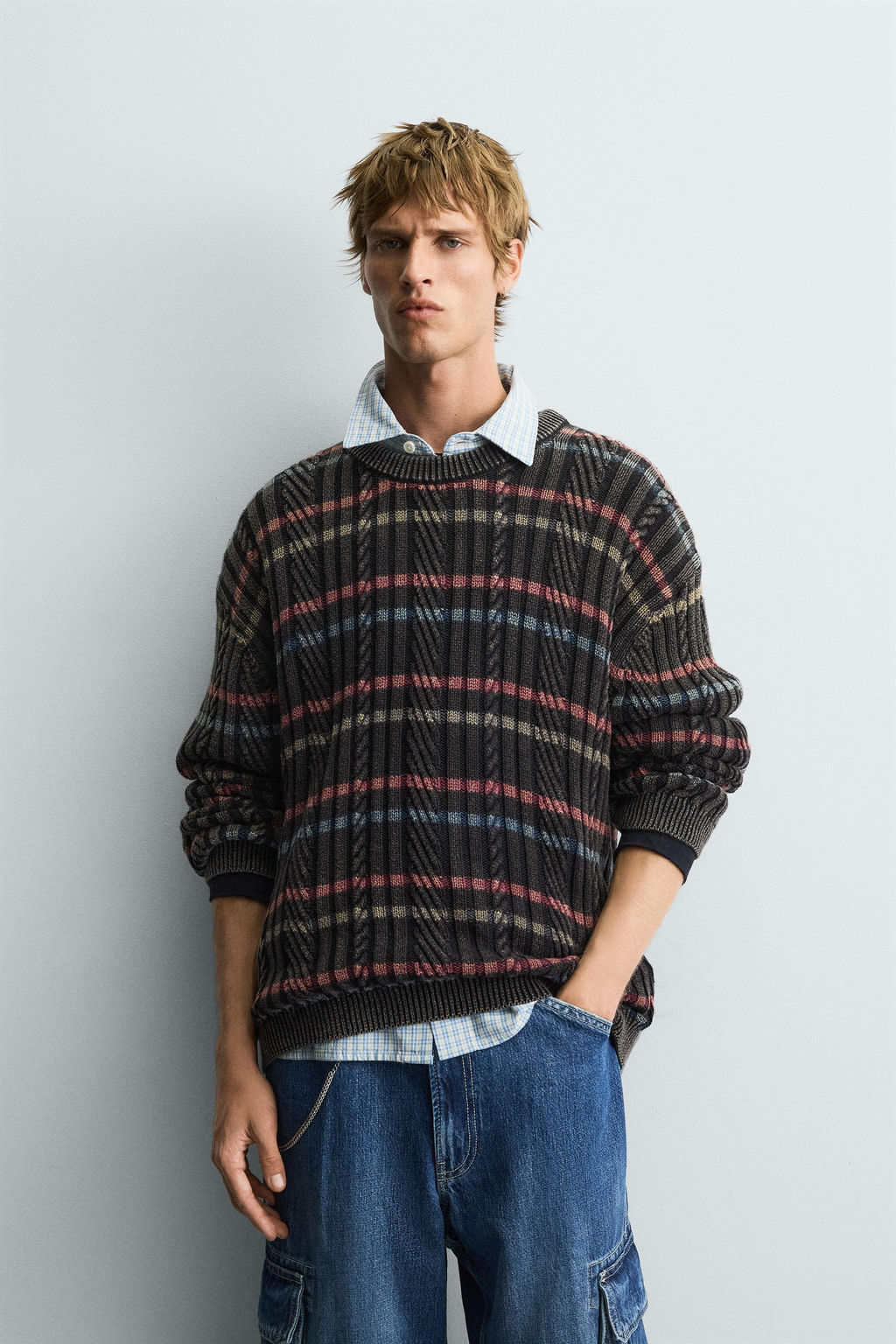 TEXTURED STRIPE SWEATER