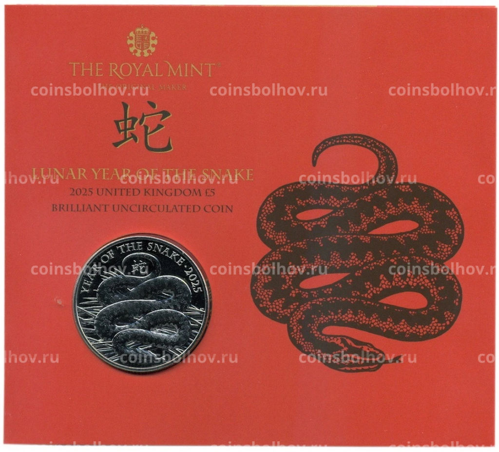 5 фунтов 2025 года Великобритания Год Змеи (в блистере)