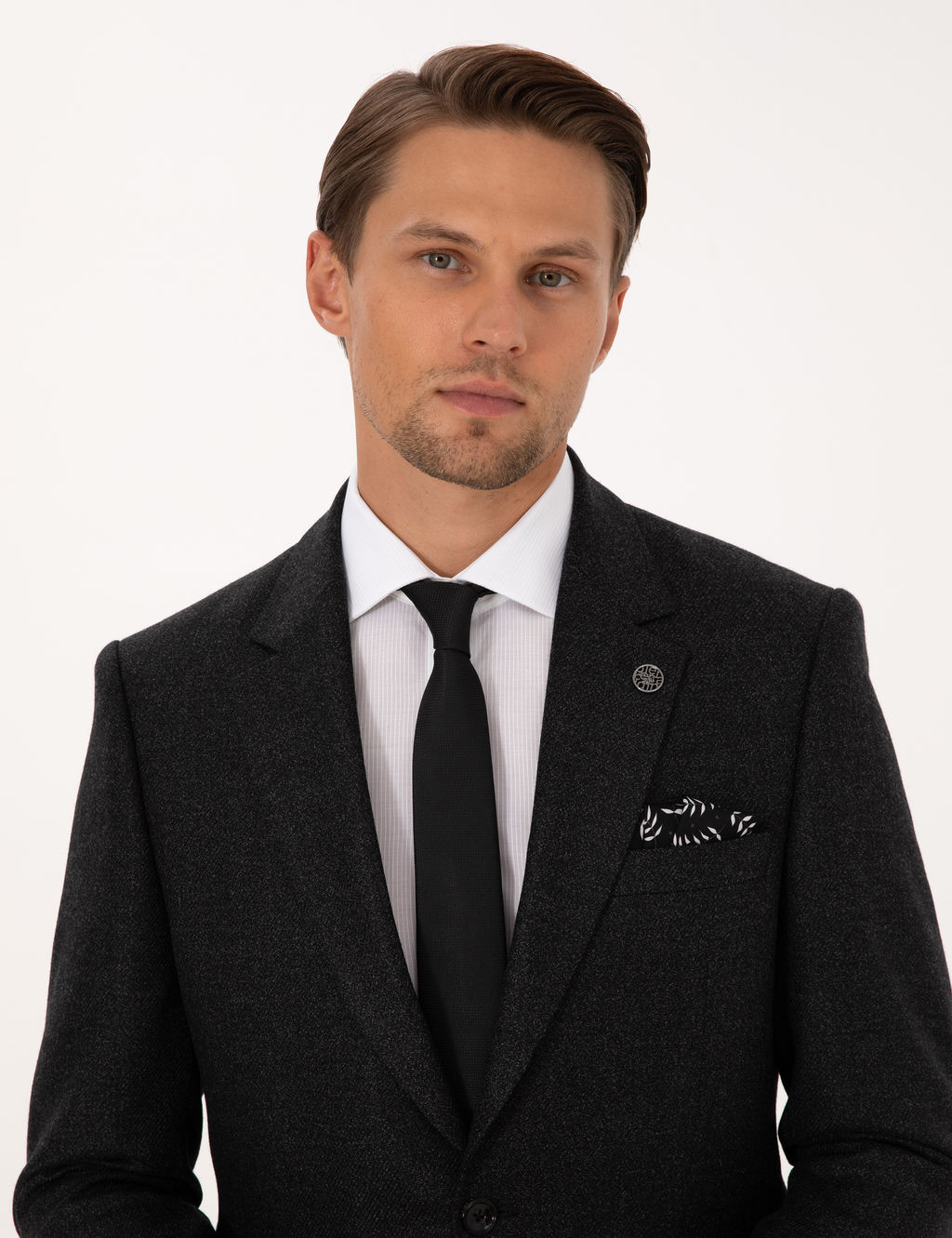 Antrasit Slim Fit Y_n _pek Kar___ml_ Ceket