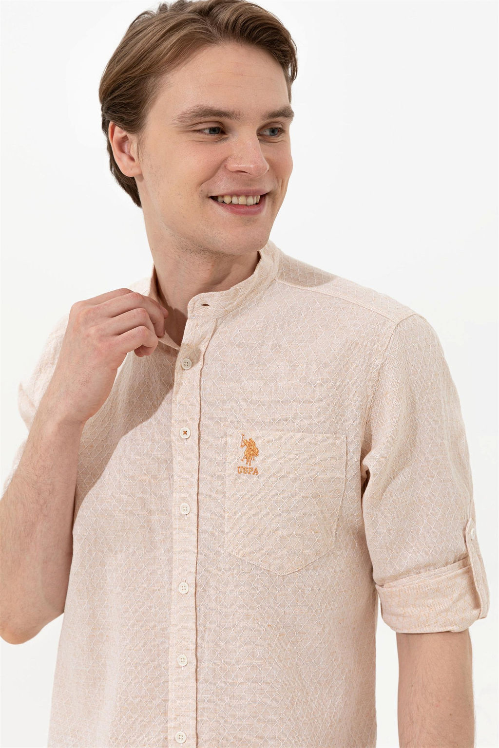 U. S. Polo Assn Мужская оранжевая рубашка с длинным рукавом - U.s. polo assn фото 9