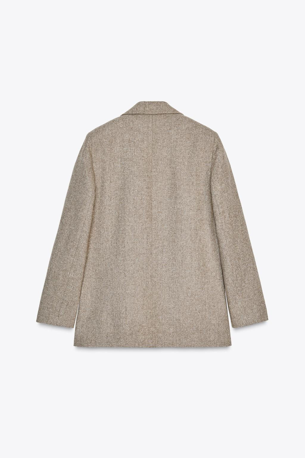 STRAIGHT FIT HERRINGBONE BLAZER WITH SHOULDER PADS - Zara фото 3