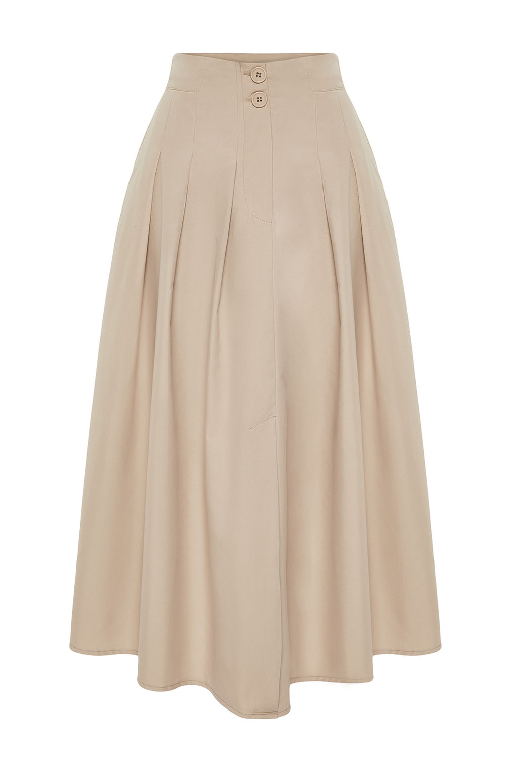 TRENDYOLMILLA Bej Pile Detayl? Onden Dugmeli Midi Boy Dokuma Etek TWOSS24ET00169  фото 7