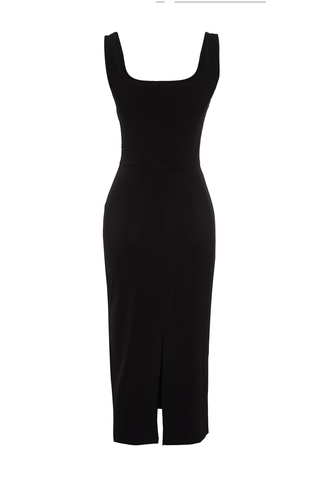 Siyah Vucuda Oturan Degaje Yaka Esnek Orme Midi Kalem Elbise TWOSS24EL00588 - Trendyolmilla фото 7