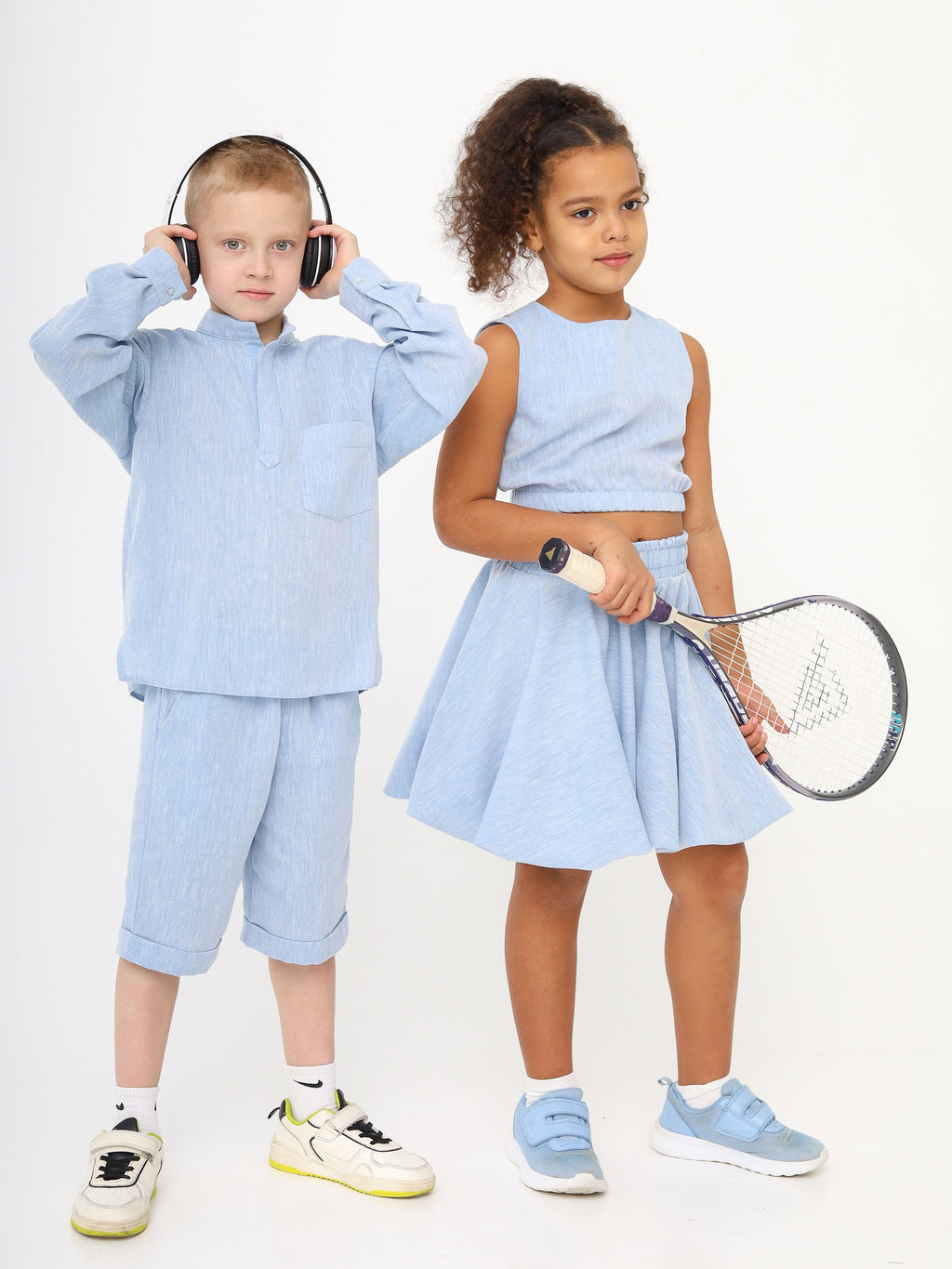 Рубашка-хенли Лен, голубой меланж - Inzibe фото 19