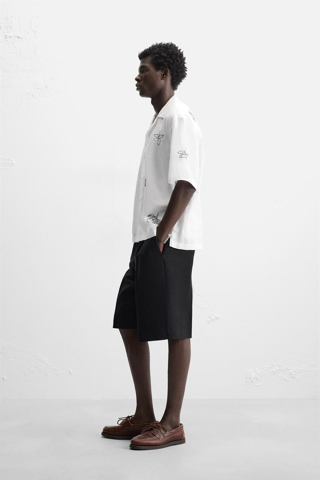 EMBROIDERED COTTON/LINEN SHIRT - Zara фото 4