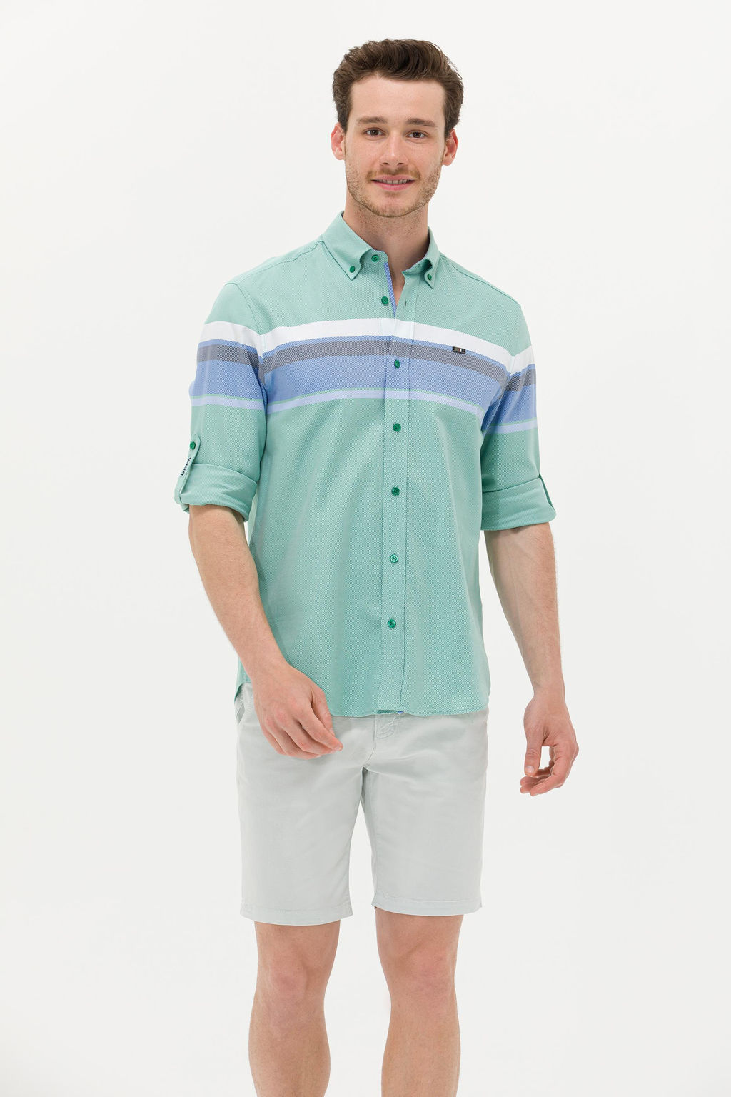 Мужская зеленая рубашка с длинным рукавом - U.s. polo assn фото 15