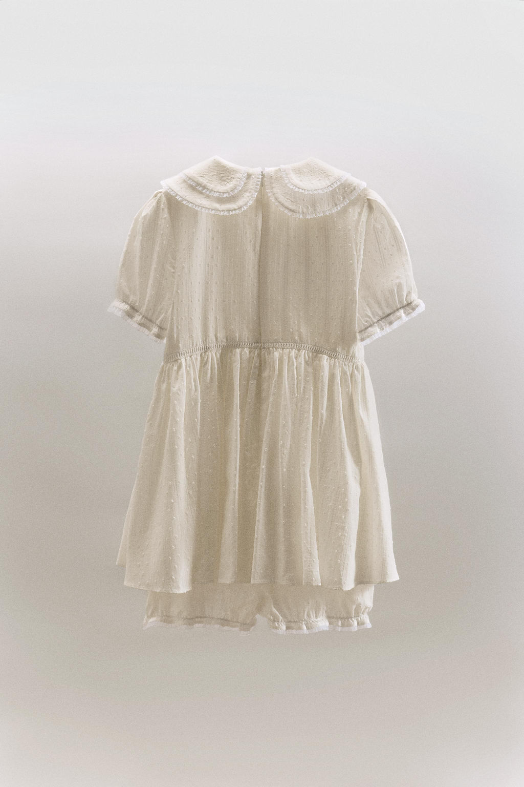 DOTTED MESH PETER PAN COLLAR JUMPSUIT DRESS - Zara фото 5