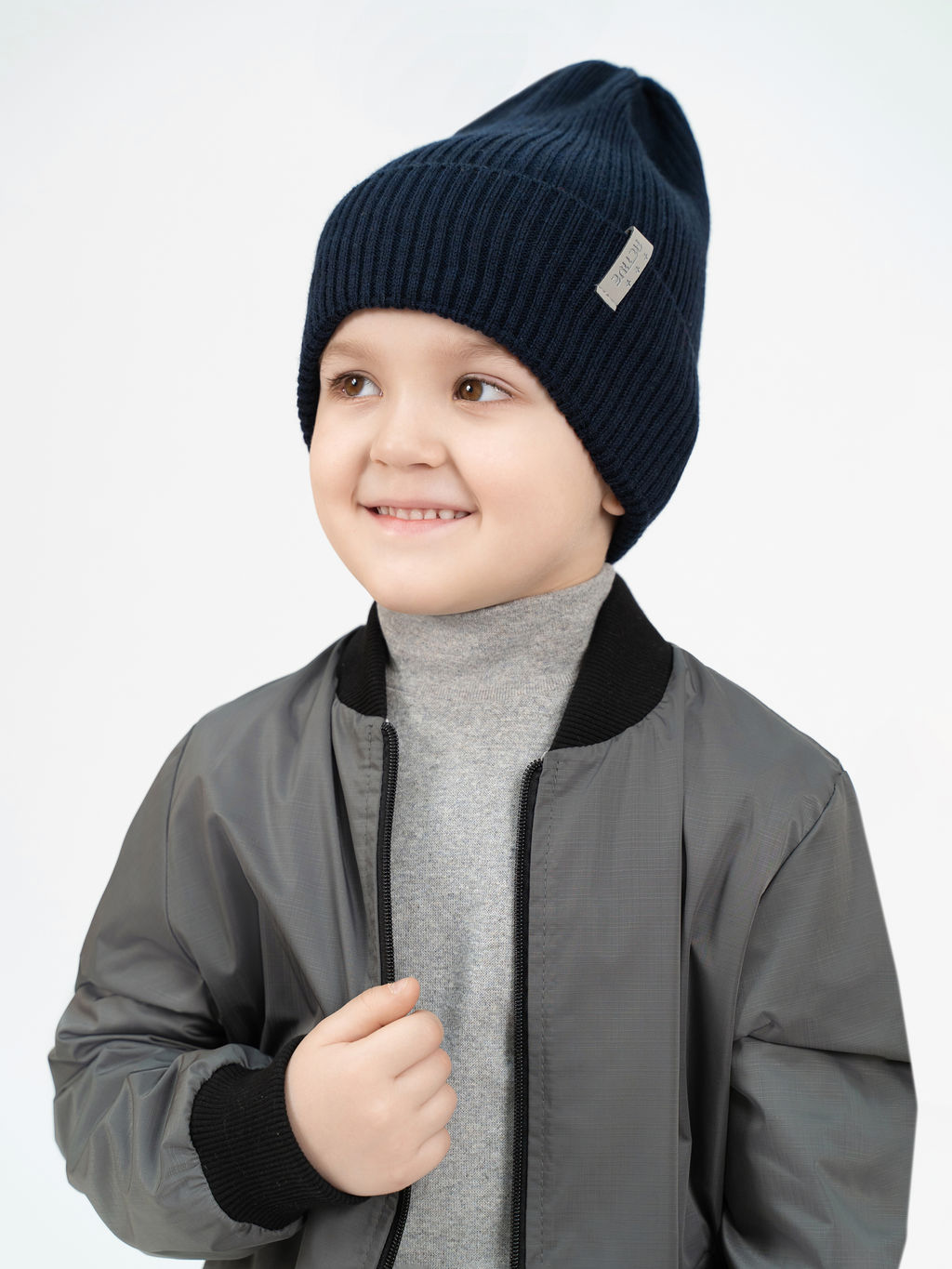 Шапка вязаная темно-синияя Ш-113 (52-54)