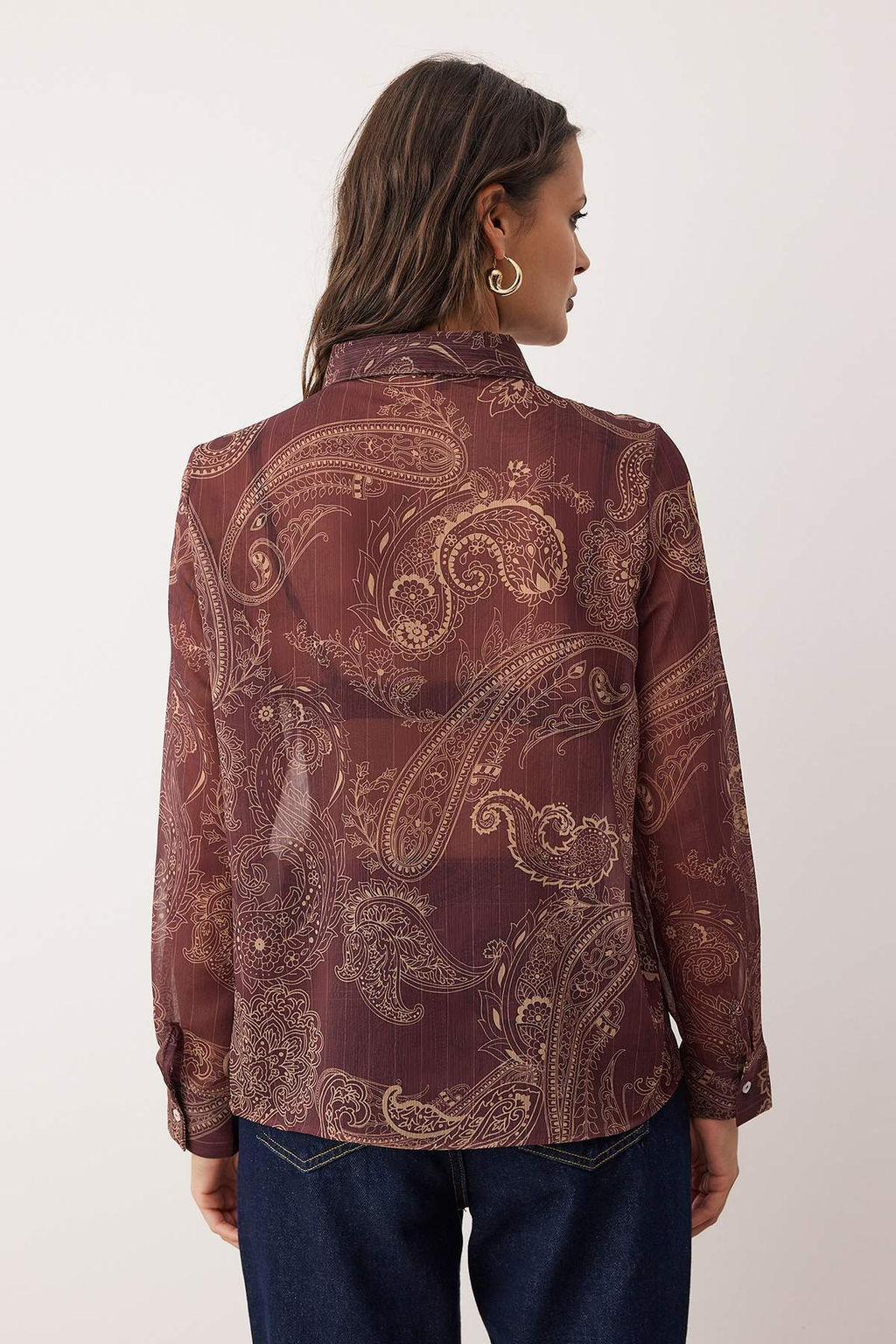 Mavi Sal Desenli Astars?z Yoryo Sifon Gomlek TWOAW26GO00063 - Trendyolmilla фото 8