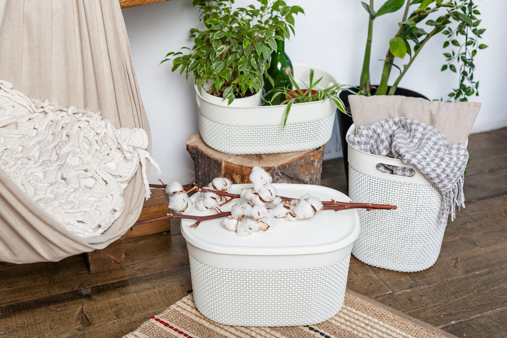 Корзина для хранения с крышкой OSLO 12л молочный туман PT1332МЛ-12