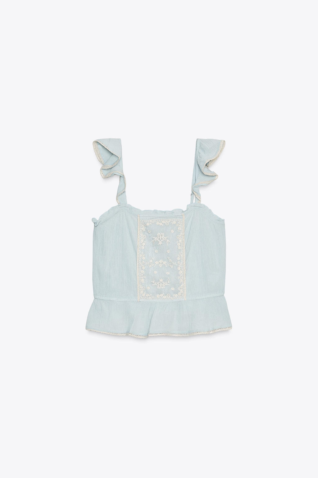 EMBROIDERED RUFFLE TOP - Zara фото 11