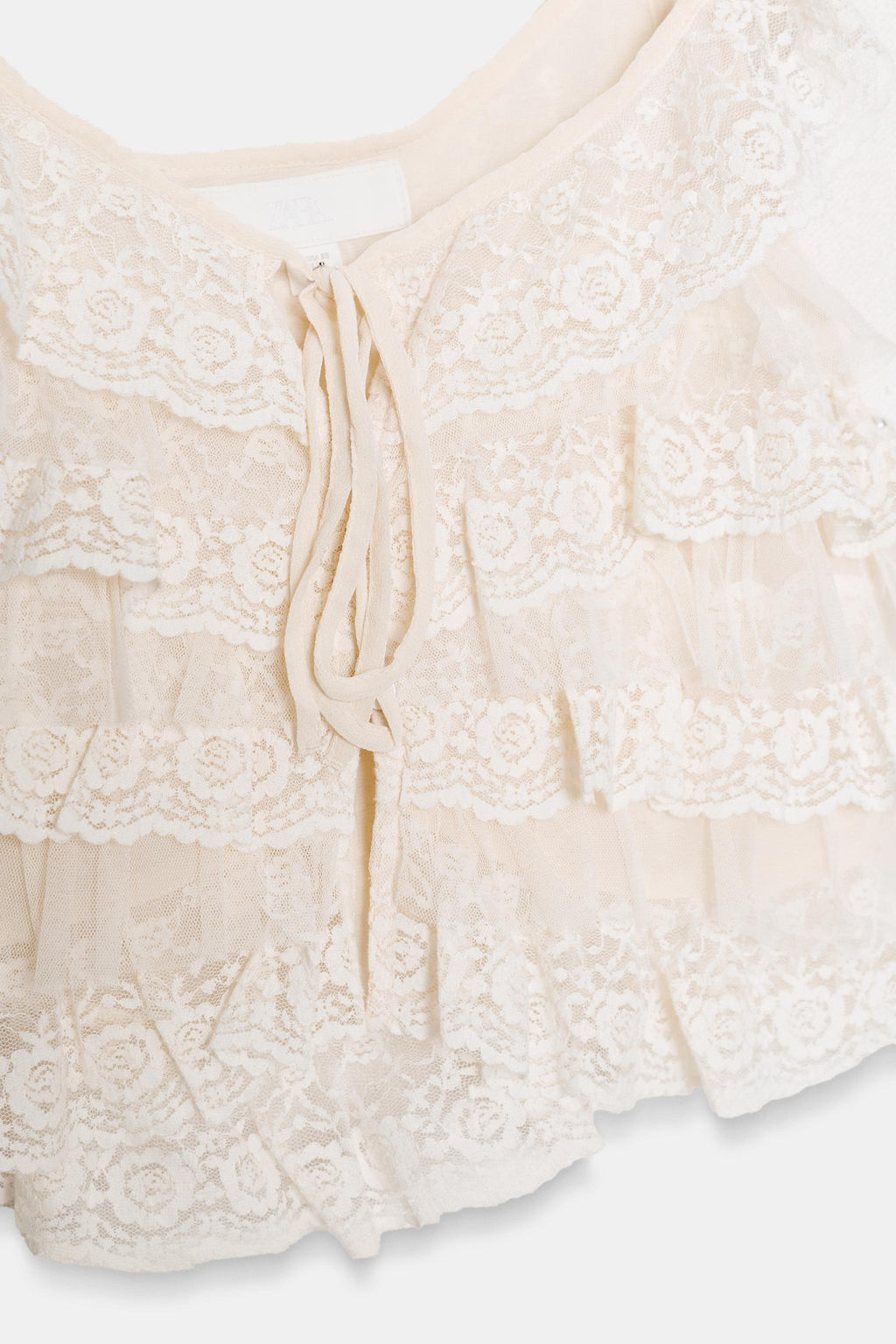 TOP VOLANTES ENCAJE / Crudo - Zara фото 6