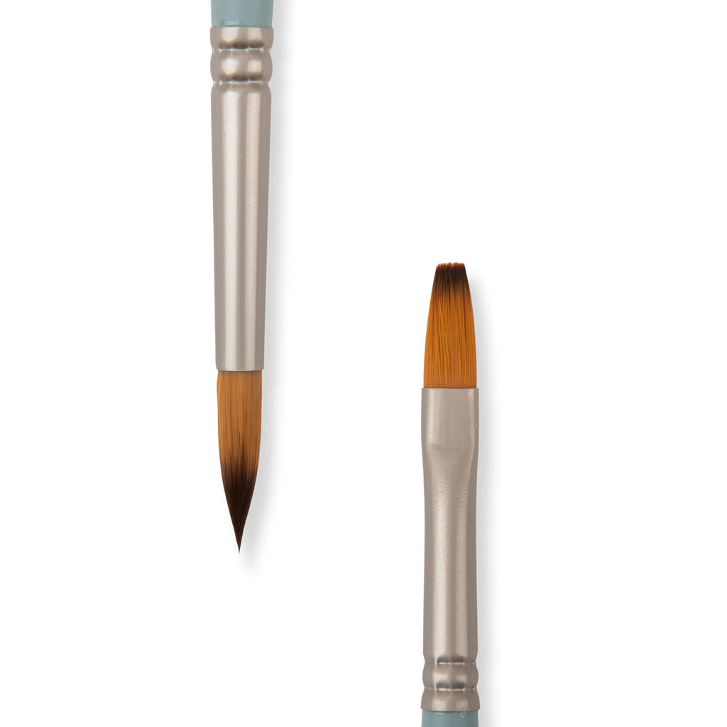 Кисть синтетика VISTA-ARTISTA 50130-5 двусторонняя круглая/плоская 5 шт короткая ручка №05  фото 4