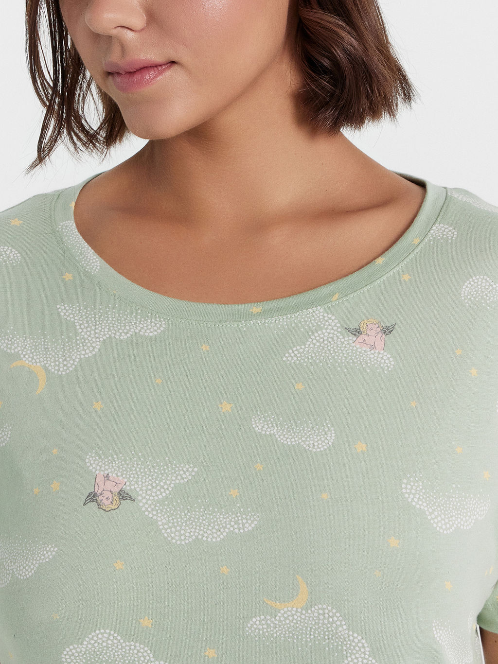 Сорочка ночная женская зеленая с облачками - Mark formelle фото 4