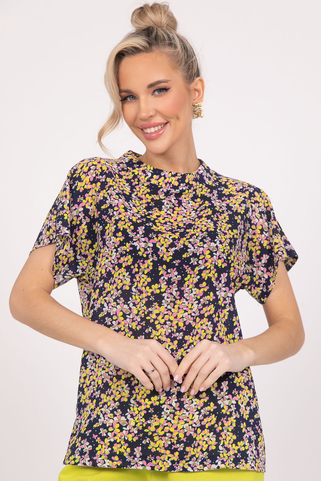 Блузка Кимоно (цветы/желтый) - Эльза фото 4