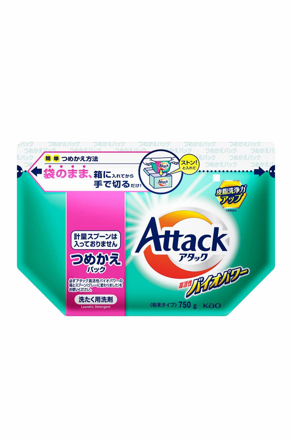 ATTACK BioEX Концентрированный стиральный порошок запасной блок 0,75 кг