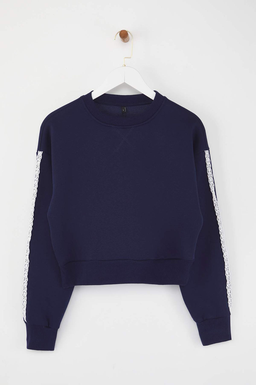 Lacivert Regular/Normal Kal?p Dantel Detayl? Orme Sweatshirt TWOAW26SW00023 - Trendyolmilla фото 5