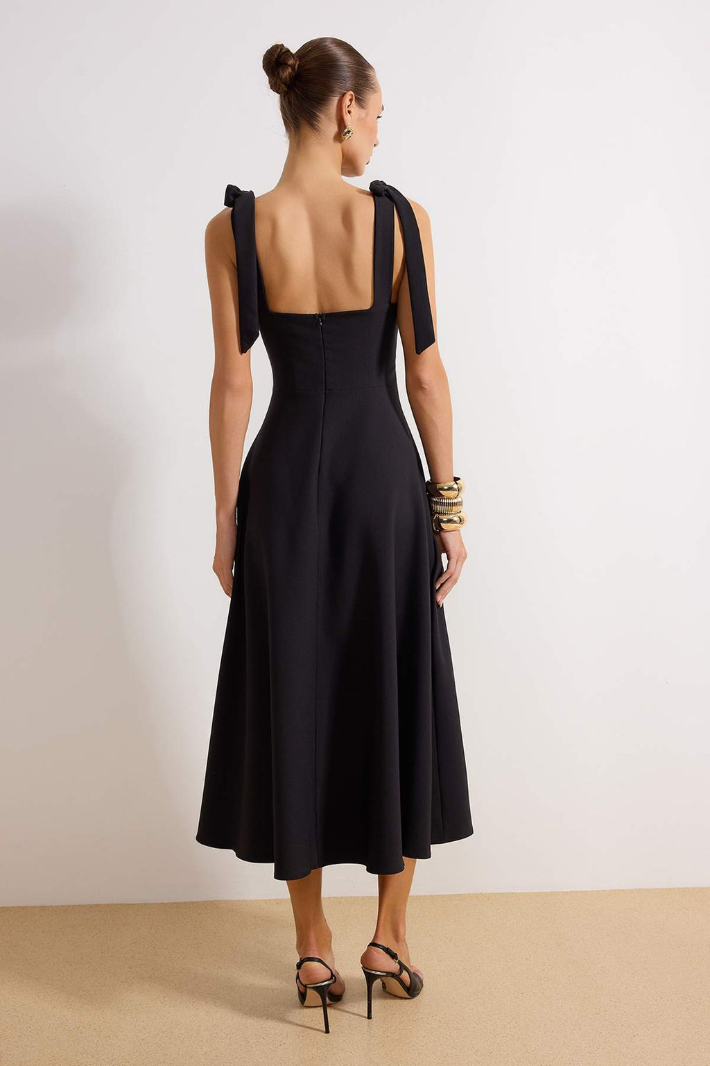 Siyah A-Kesim Ask? Baglama Detayl? Dokuma Abiye Gece Mezuniyet Elbisesi TPRSS24EL00251